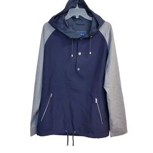 Peter Millar Mens Pullover Anorak rain/wind jacket Size M Golf Travel blue Gray